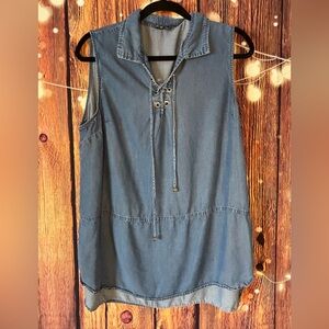 Jones New York Denim Lace-Up Tunic 100% Lyocell